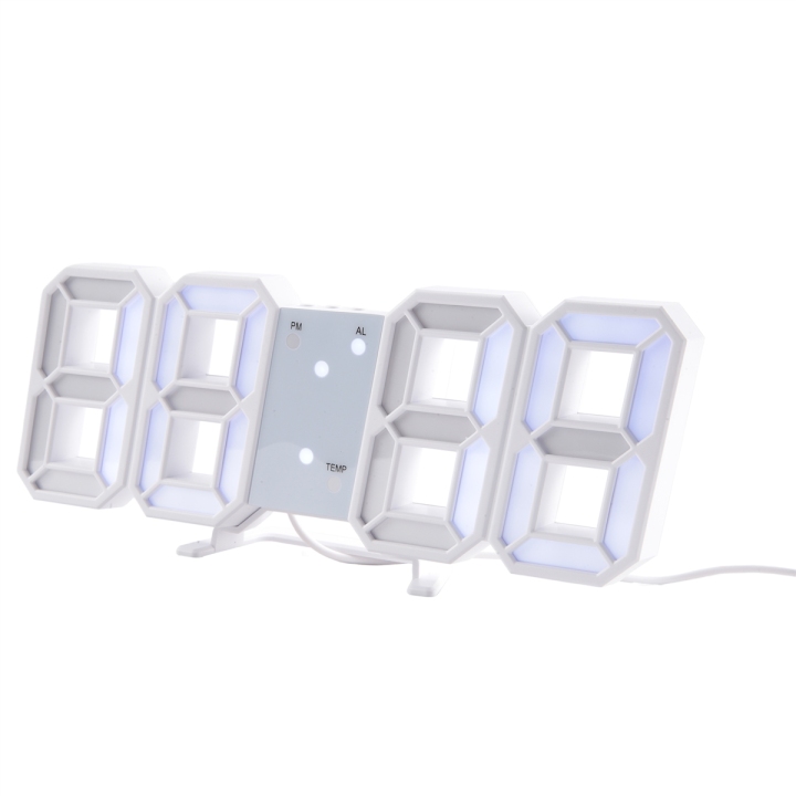 Digital 3D LED Wall/Desk Clock Alarm Big Digits Auto Brightness USB