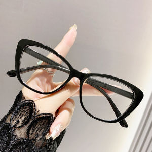 +100 to +400 Tortoiseshell Colored Reading Glasses Fashion Anti Blue Light Hyperopia Eyeglasses Cat Eye Elderly Single Light Eyeglass Frame for Women
