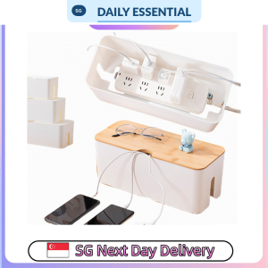 【DAILY ESSENTIAL】 Cable Management Box Bamboo or White Lid Small Medium Large