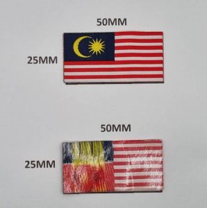 Malaysia Flag Woven Type KPM Size Badge Patch Iron On Heat Press Quality Bendera Malaya Kecil Tampal Terus Dibaju