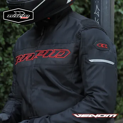 Jaket motor touring anti angin anti air RAPID VENOM dengan material bahan cordura design full bordir dan reflektif dilengkapi reflektif