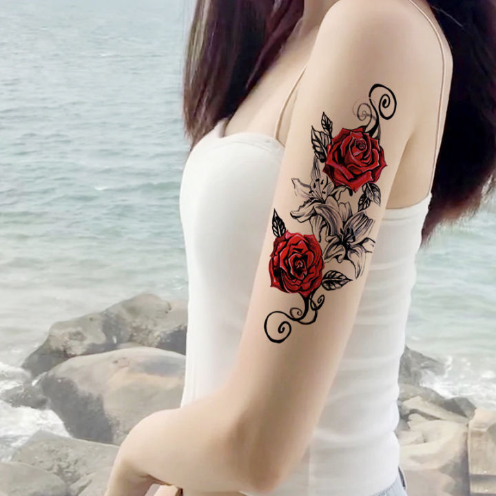 St-michael-rose-big-leg-tattoo-1 by NeckBoneInkTattoo on DeviantArt