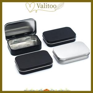 [Valitoo] Metal Rectangular Empty Mini Tin Box Tinplate Push Candy Cases Bins Jar Hinged Containers Small Organizer Storage Box
