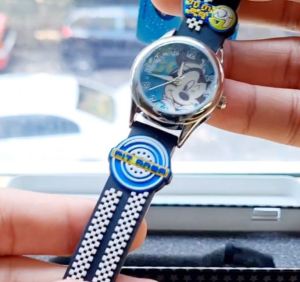 Disney Mickey Mouse Quartz Analog Japan Movement with Silicon Strap Watch MSFR927-01A Black