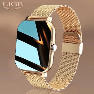 LIGE New Smart Watch For Women 1.69 inch Color Screen Full touch Fitness Tracker Bluetooth Call Smart Men Watch Jam Tangan Wanita For Android IOS+ Box