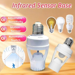 E27 Motion Sensor Light Bulb Holder with Infrared Human Induction Sensor Automatic Switch - Energy Saving Compatible with LED/Incandescent for Home Kitchen Bathroom