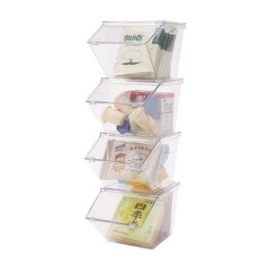 4 Piece Clear Tea coffee and candy Storage Container Box with Lid Stackable Bin Pantry Shelf Organizer Coffee Pods Packets Holder