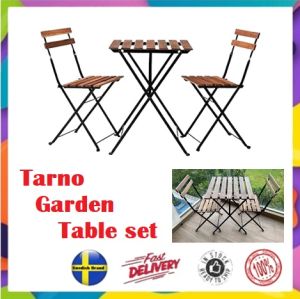 1KEAT rn garden table with 2 chairs Acacia Color Dark Brown