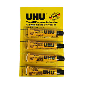 UHU All Purpose Adhesive Glue 4 Tubes Pack Strong Universal Clear Glue Paper Wood Plastic Leather