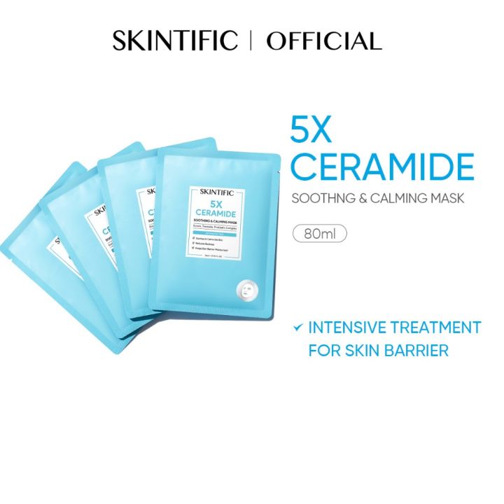 SKINTIFIC 5X Ceramide Soothing Calming Mask 26ml/pc Face Mask Hydration ...
