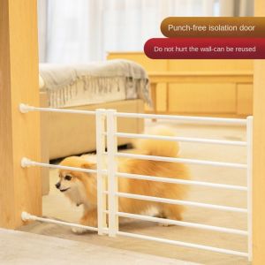 R1A9M Retractable Pet Playpen Fence Barrier Folding Indoor Pet Isolation Gate Carbon Steel No Drilling Pet Safety Enclosure Stairs