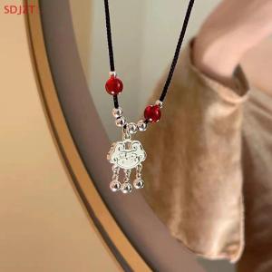 🚚【Local Express Delivery】🚚 Chinese Style Fashion Retro Braided Rope Necklace Butterfly Flower Moon Safety Lock Pendant Necklace For Women Vintage Jewelry