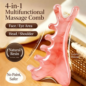 Premium Natural Resin Gua Sha Comb Multifunctional Scalp Facial Neck Body Massager Stress Relief Skin Care Relax Tool