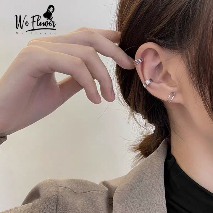 We Flower 3PCs/set Non-Piercing Geometric Ear Cuff Clip Earrings