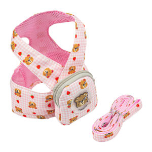 HamshMoc Breathable Harness and Leash Set Adjustable Pet Harness with Backpack Soft Handle Durable Leash for Small Dogs Cats