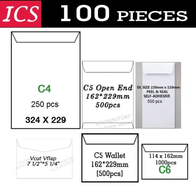 100pcs Envelope DL / C5 / C4 / B5 /C6 A6 / A4 Envelopes