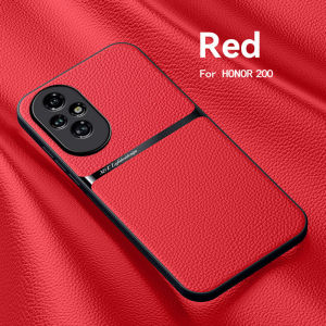 Honor200 5G 2024 Leather Case For Honor 200 Pro Lite 5G 200Lite 200Pro 2024 Soft TPU Silicone Phone Casing Back Cover Shockproof Bumper Simple Solid Color Matte Car Holder Support