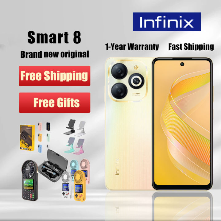 【Free Gifts】Infinix Smart 8 Smartphone 5G 8+256GB 6.52inch Android 13 Mobile Phone 13MP Full HD Dual AI Camera 5000mAh Cellphone COD