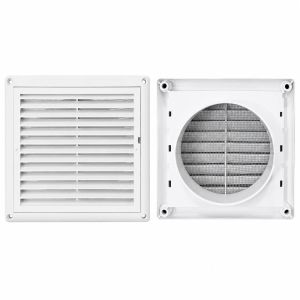 MIRELINA Square Air Vent White Plastic Pipe Vent Easy Install With Mesh Screen Exhaust Cover
