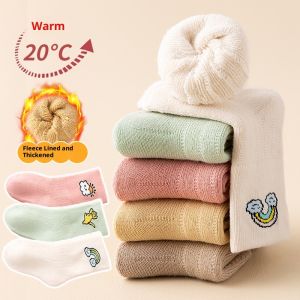 ASRV Adorable Baby Winter Socks with Cute Bunny Ears Thick Fleece Lined Warm Mid-Calf Socks for Toddlers