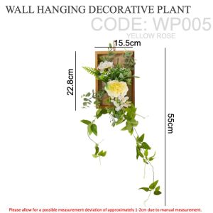 Artificial Wall Hanging Plant Artificial Flower Hanging Wall Plant Home Wall Decoration with Fairy Light Rustic Wooden Cottage Cascade Series Round Frame Floral Decor for Living Room Bedroom Cafe Office Indoor Outdoor Wedding Event Party Decoration