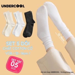 Set 5 Đôi Vớ Tất Cổ Cao Nữ UNDERCOOL Uniex Cotton Mềm Dày Không Xù Thấm Hút Mồ Hôi Thoáng Khí - Combo 5 đôi CB-TC02