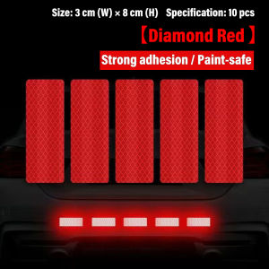 10pcs Pelekat Reflektif Car Bumper car reflective sticker Reflective Warning Strip Tape Secure Reflector Stickers Decals Safety Warning 3*8CM