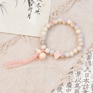 Hmeme สร้อยข้อมือลูกปัดหลากสีทำจากเซรามิกหลากสีสำหรับผู้หญิงของขวัญเครื่องประดับสไตล์โบฮีเมียน