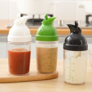 UNQIN 200ml Salad Dressing Bottle Easy Grip Plastic Seasoning Bottle Multifunctional Dust-proof Oil Bottle Home