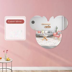 Cartoon Cute Mirror Bathroom Sticker Wall Self-adhesive Piece Mirror Bathroom Vanity Makeup Mirror No Punch Decorative Acrylic Soft Mirror
