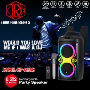 RD-6618B 6.5-inch 40W high-power backpack Bluetooth speaker high-volume Bluetooth speaker with dual speakers square dance card speaker RGB lighting wireless microphone