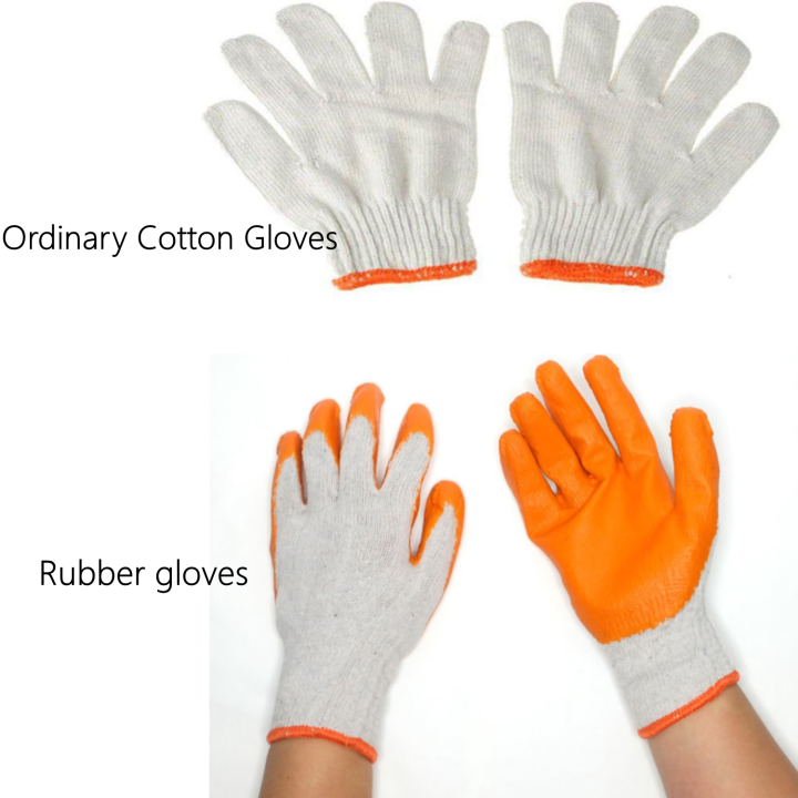 White Cotton Gloves Ordinary or COTTON KNITTED RUBBER COATED