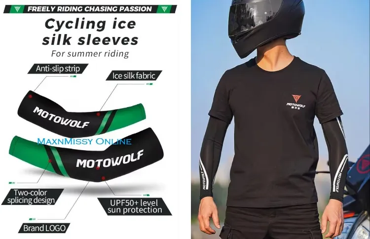 Manches De Protection Motowolf Ice Silk - Taille L, Noir, Réglables Pour Cyclisme