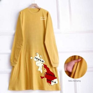 Tunik Wanita Lengan Panjang Grecy Tunik Bahan Kaos Katun Combed Apk Sablon Tunic Wanita Oversize Kekinian