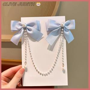 CISWGE Pearl Bow Tassel Hair Clip Elegant Solid Color Hair Claw Children Princess Hairpins Fashion Beauty Hair Accessories