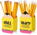 2 Pcs Pencil Shaped Holder Sharp and Dull Holder Wooden Dispenser Pencil Storage Organizer for Back to School Teachers Classroom Management Organization(Cute). 