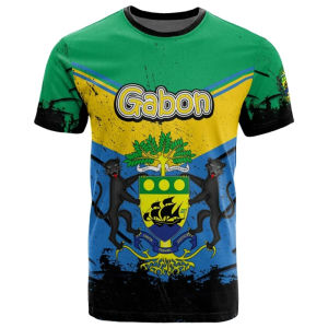 Gabon Mens T-shirt Casual Loose O Neck Gabonese Flag Short Sleeved African Counrty Tops Tees Men Clothing Oversized Tee Shirts