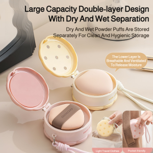 🥳Hot Sale🥳Portable Double Storage Jewelry Box Ventilation Dustproof Powder Puff Case Double Layer Portable Makeup Sponge Case Ventilated Storage Box For Wet Or Dry Powder Puffs Dust Proof Cosmetic Jewelry Organizer