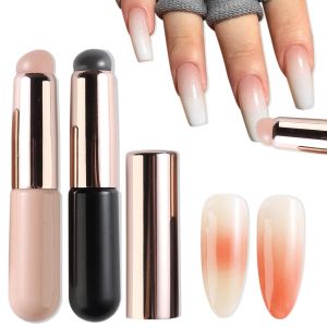 Fcozpjk Silicone Brush for Ombre Nail Art 2Pcs Reusable Gel Polish Brush Gradient Nail Design Silicone Pen Chrome Powder Applicator Brush Soft Head Stamper for Stamping Nail Art Mani Tool