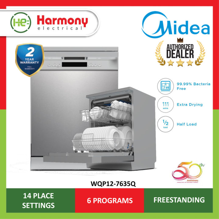 (INSTALLATION KLANG VALLEY ONLY) MIDEA WQP127635Q Free Standing Dishwasher With 14 Place