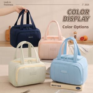 QUA Insulated Design Insulated Lunch Bag Multip-Pocket Large Capacity Food Storage Handbag Convenient Cooler Function Cooler Lunch Box Work Use