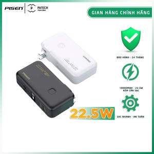 Sạc dự phòng chân cắm PISEN QUICK High Power Box 10000mAh OWN kèm cáp Lightning Type-C sạc nhanh 22.5W tương thích mọi thiết bị (model: TS-D312) - Hàng chính hãng bảo hành 24
