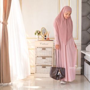 EmmaQueen - Leya Abaya Daily Dress Gamis Batwing Variasi Bunga Bordir All Size Fit To XXXL Knit Premium