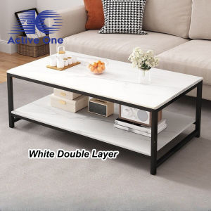 ACTIVEONE Single/Double Layer Marble Pattern Living Room Household Rectangle Coffee Table - Fulfilled by ACTIVEONE