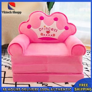 Vktech Kids Furniture Sets Cartoon Foldable Kids Sofa with Backrest and Armrests for Bedroom Nursery Playroom Perfect for Small Spaces