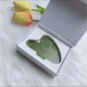 Cây Lăn Và Miếng Guasha  Bằng Đá Tự Nhiên Serpentine Màu Xanh Mạ Giúp Nâng Cơ Thon Gọn Mặt Thư Giãn