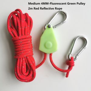 CANICECA 4mm2m Camping Tent Tie Down Reflective Multicolors Fastening Pulley Ratchet Hangers High Quality Metal Lifting Pulley Night Light Pulley Adjuster Rope Tightener Outdoor Tool