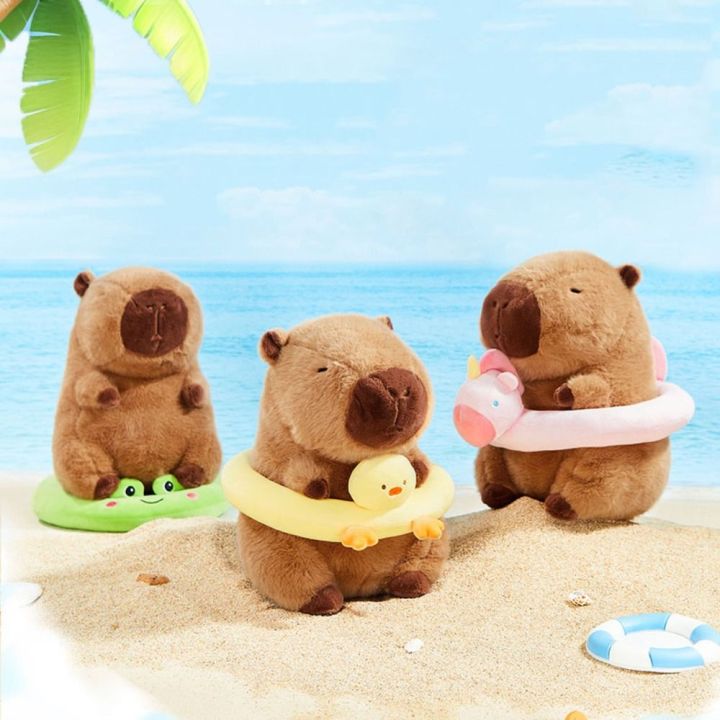 BEIBEI Summer Capybara Plush Toy Cute Swimming Circle Capibara Anime Fluffty Toy Capybara Stuffed Toy Soft Capybara Plush Doll Birthday Gift