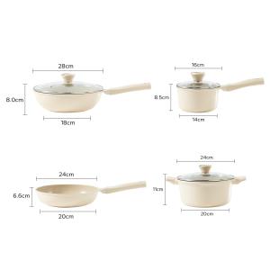 Redchef Nonstick Ceramic Rock 7 Pcs Cookware Set Non PFAS& PTFE& PFOA Suitable for All Stoves Induction Wok Frying Pan Saucepan