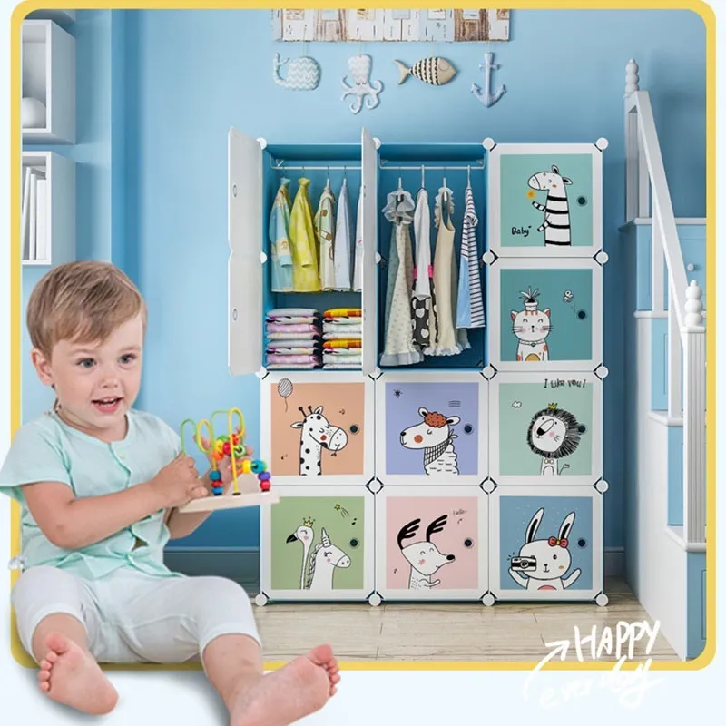 Children s wardrobe Baby s Clothes Cabinet Cartoon Wardrobe DIY Kids Storage Organizer Almari baju Lazada